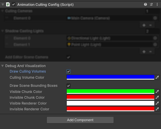 Animation Culling Config Visualization Options